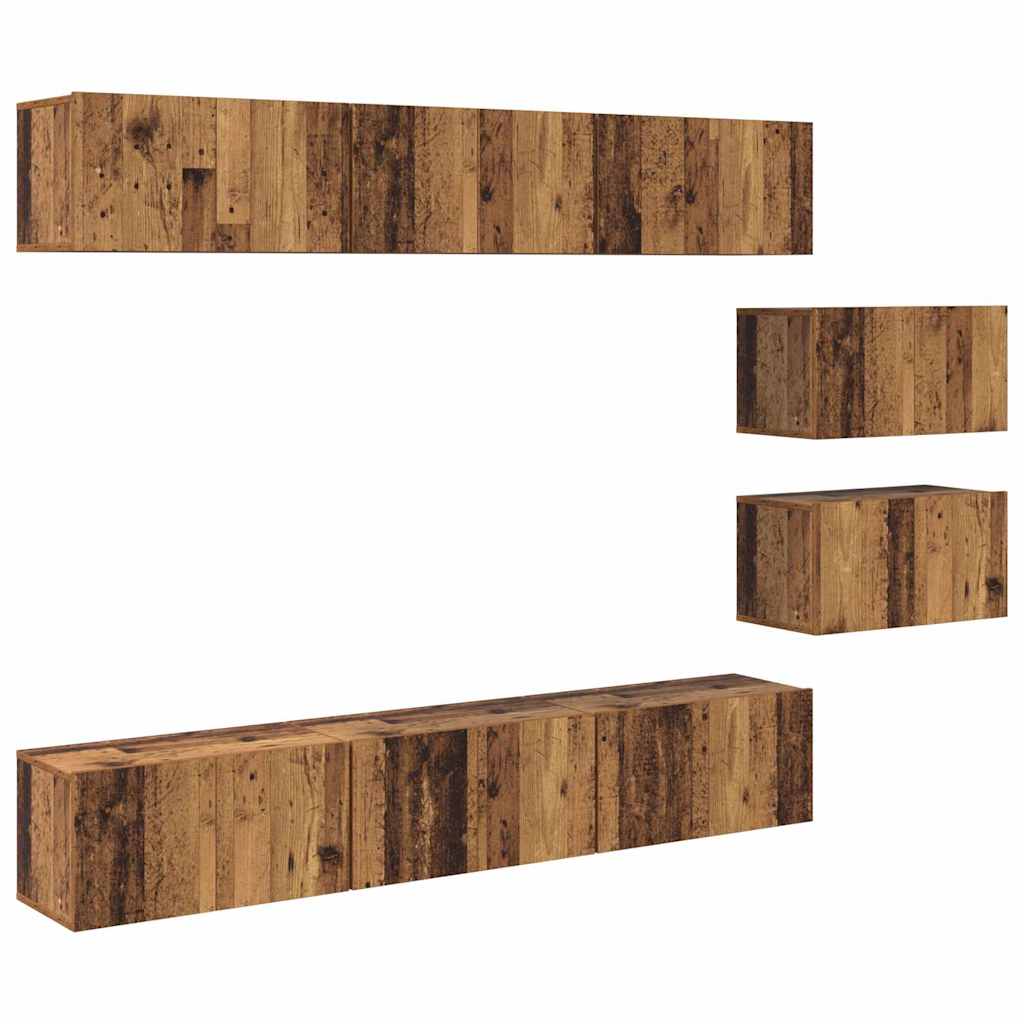 TV Cabinet Set Wall-mounted Old Wood Engineered Wood