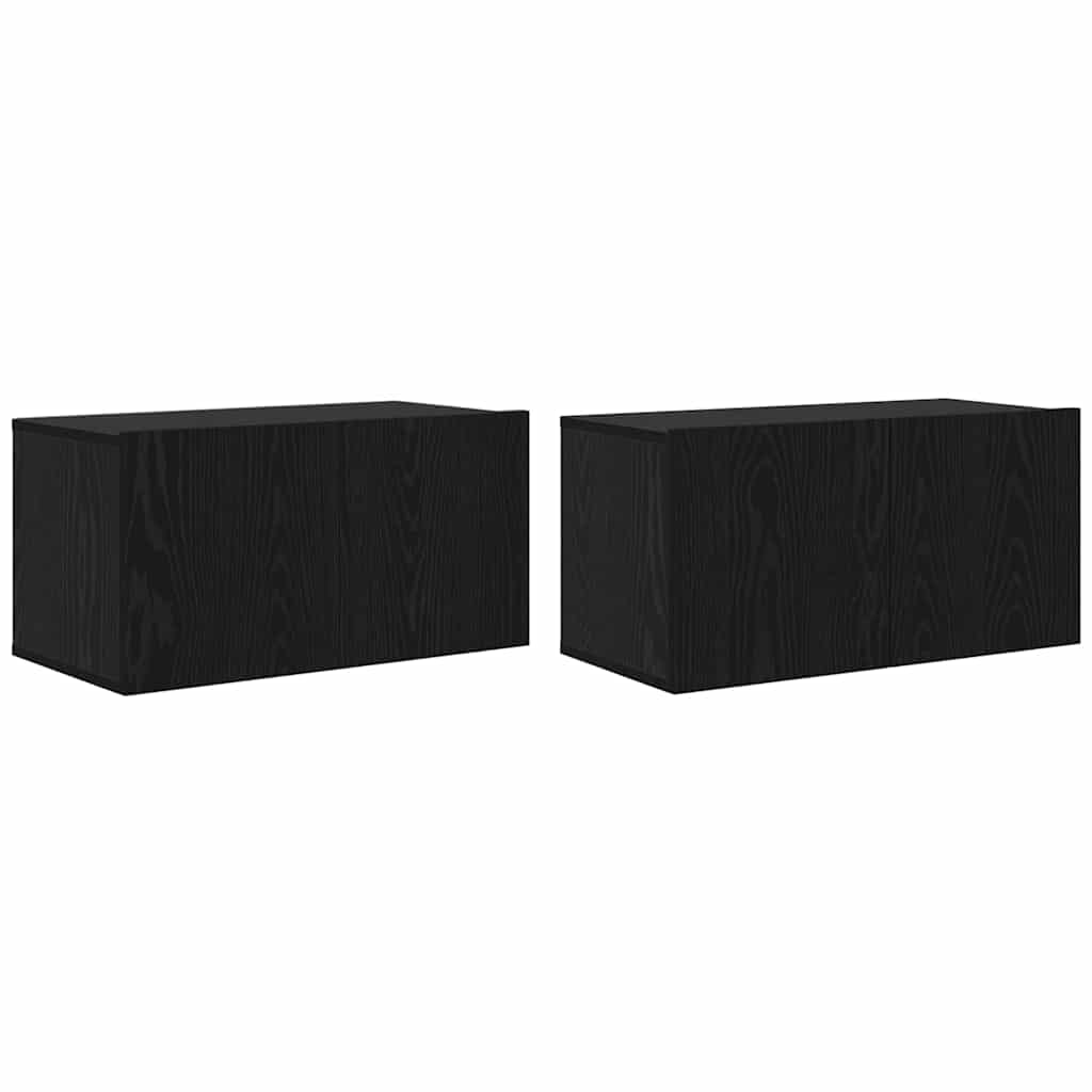 TV Cabinet Set 8 pcs Black Oak Engineered Wood