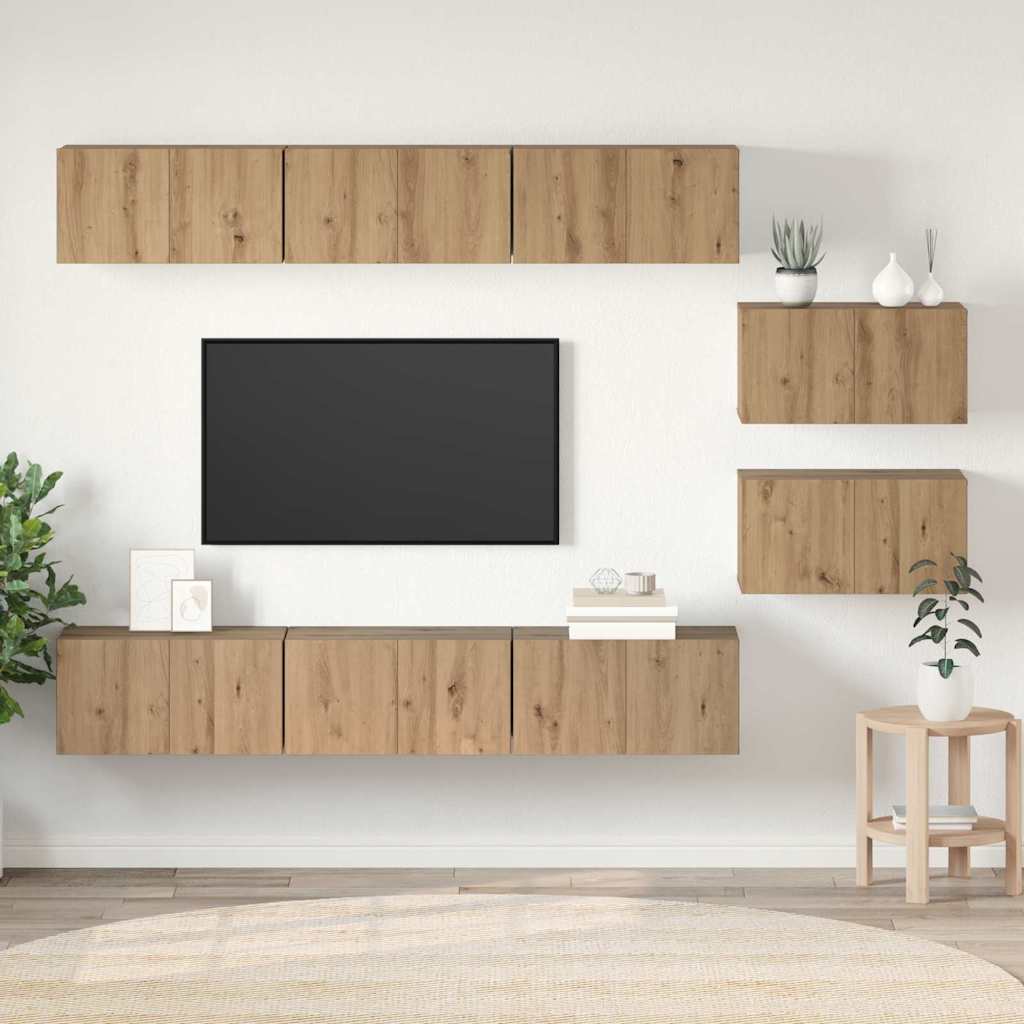 TV Cabinet Set 8 pcs Artisan Oak Engineered Wood