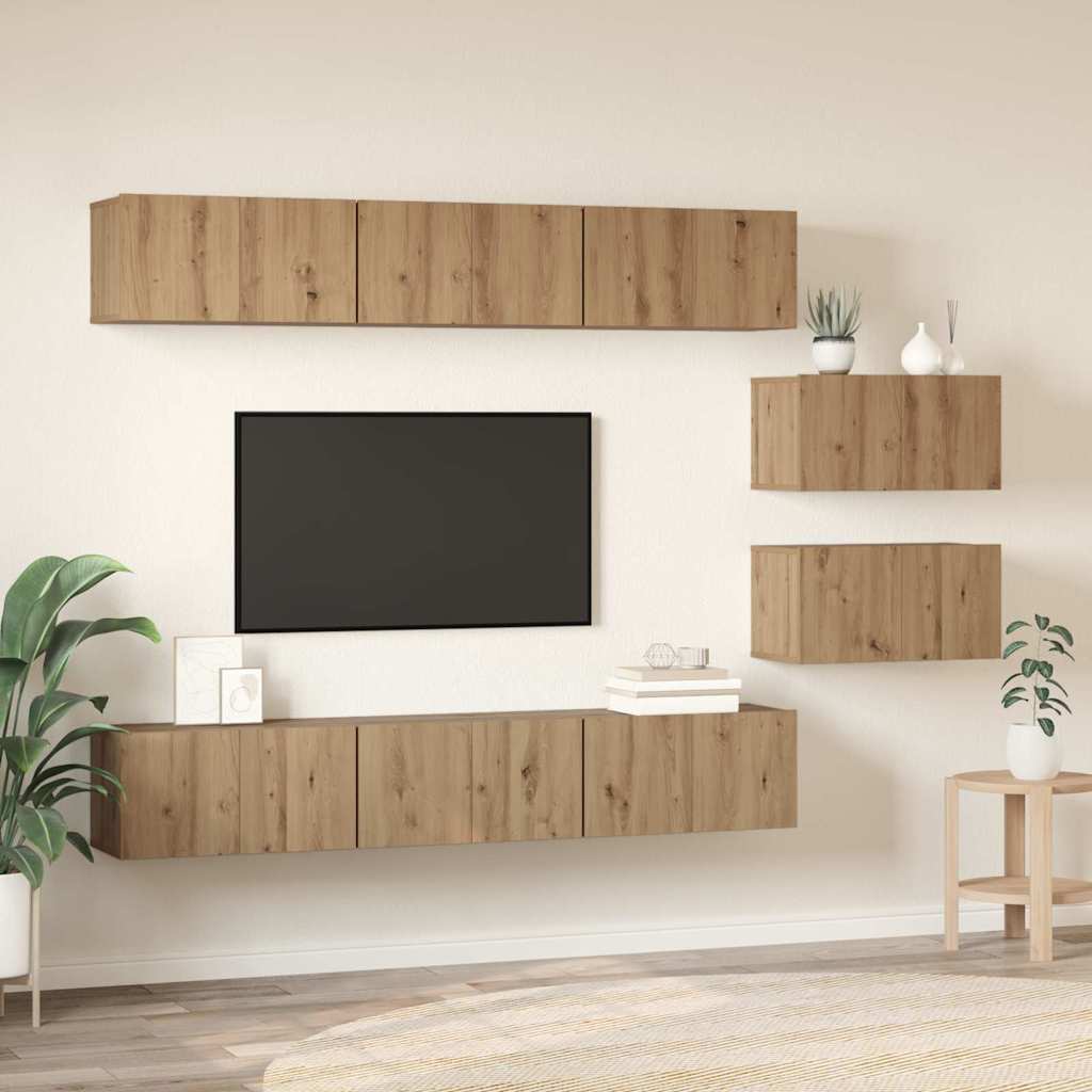 TV Cabinet Set 8 pcs Artisan Oak Engineered Wood