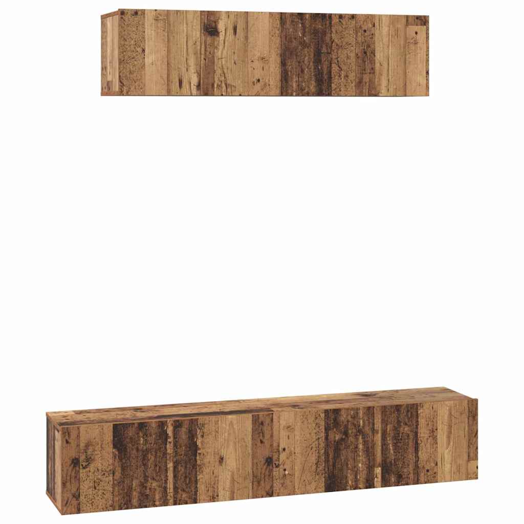 TV Cabinet Set Wall-mounted 4 pcs Old Wood Engineered Wood