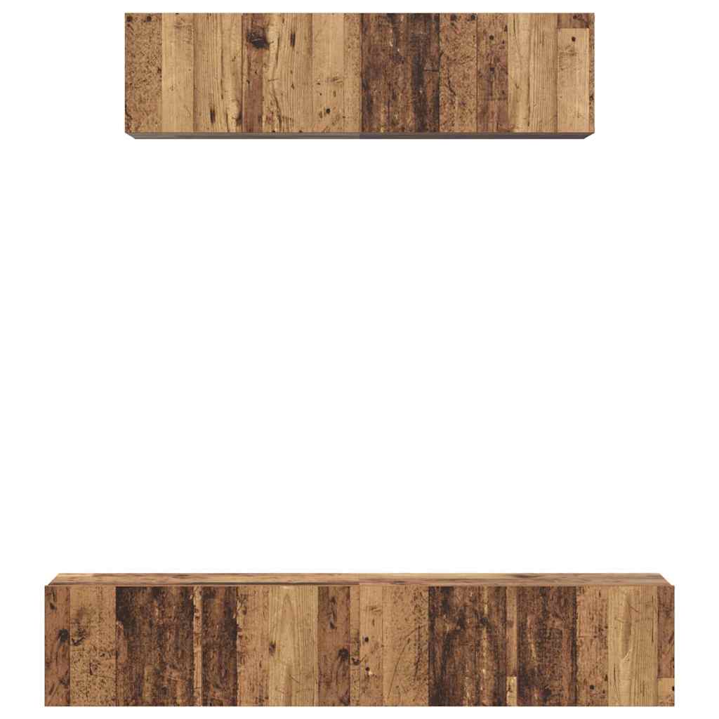 TV Cabinet Set Wall-mounted 4 pcs Old Wood Engineered Wood