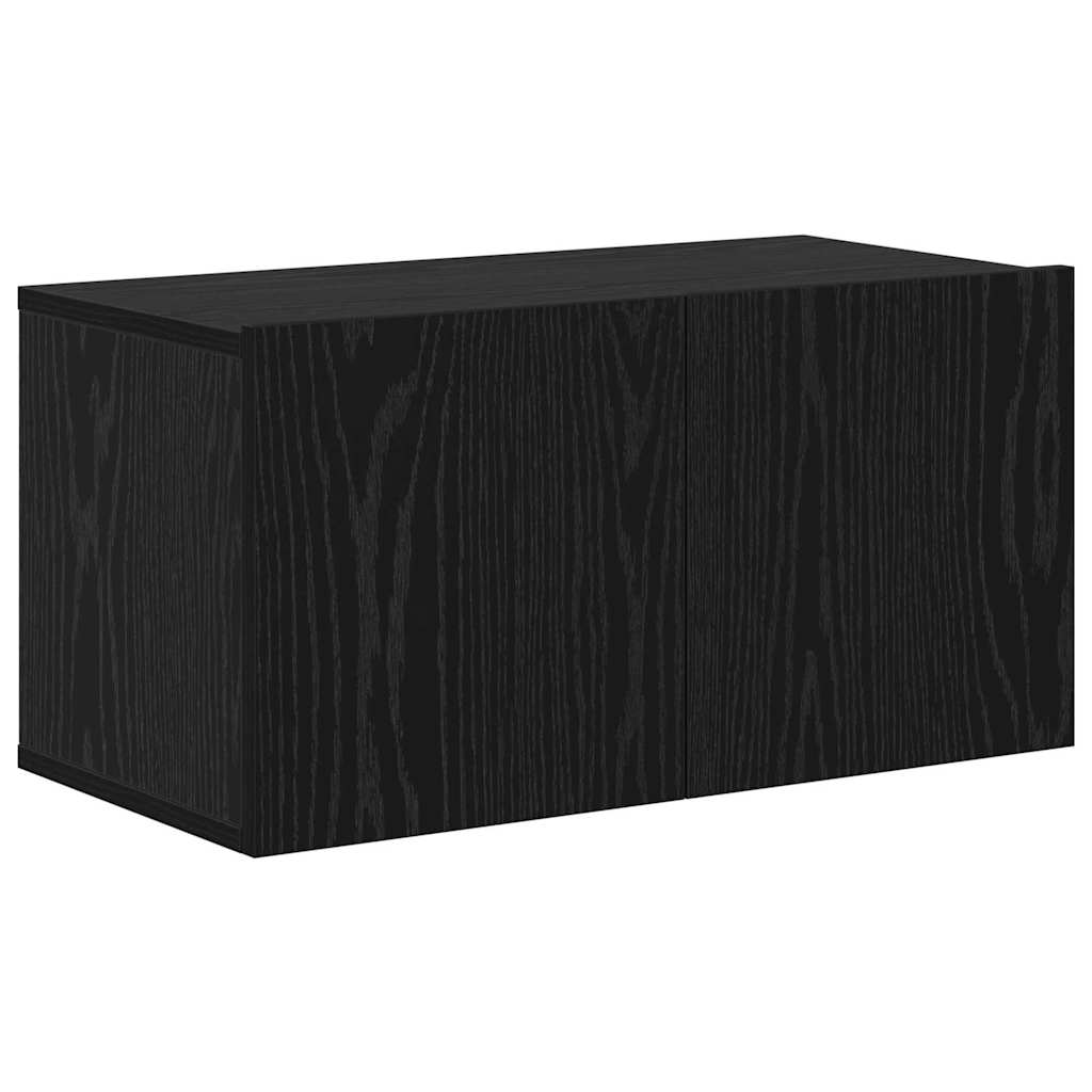 TV Cabinet Set Wall-mounted 4 pcs Black Oak Engineered Wood