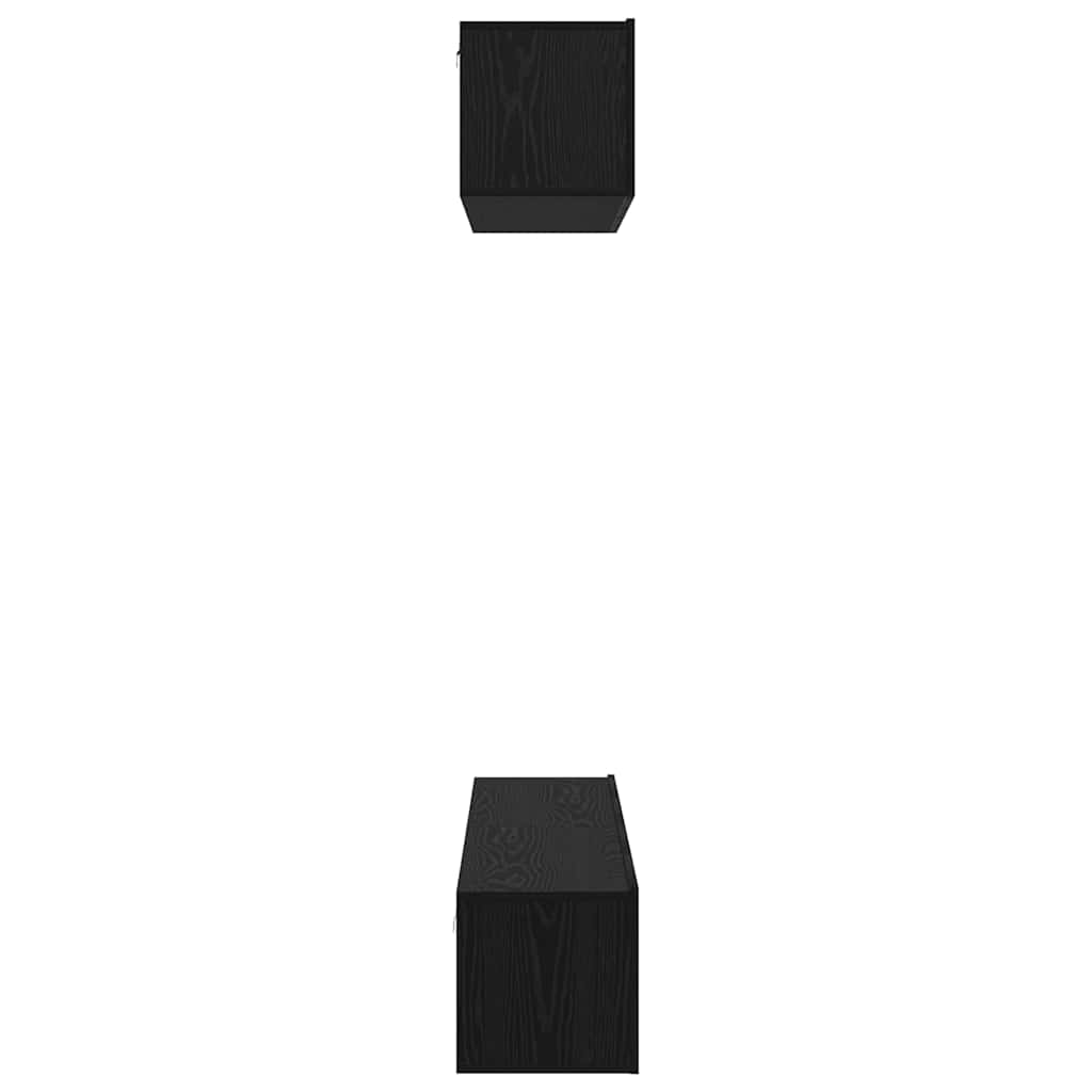 TV Cabinet Set Wall-mounted 4 pcs Black Oak Engineered Wood
