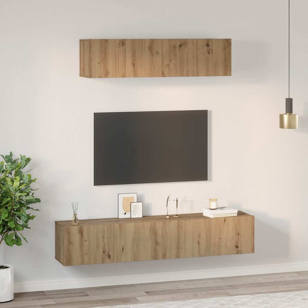 TV Cabinet Set Wall-mounted 4 pcs Artisan Oak Engineered Wood