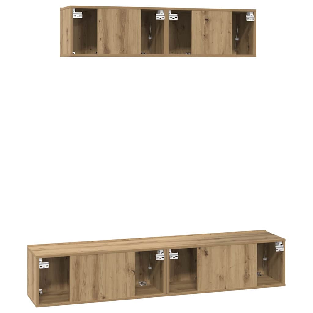 TV Cabinet Set Wall-mounted 4 pcs Artisan Oak Engineered Wood