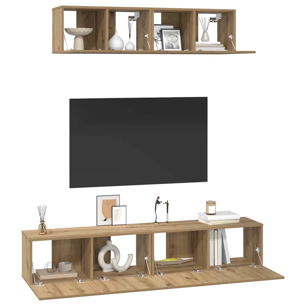 TV Cabinet Set Wall-mounted 4 pcs Artisan Oak Engineered Wood