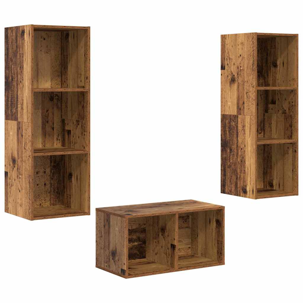 TV Cabinet Set Old Wood 37 x 37 x 107 cm Engineered Wood