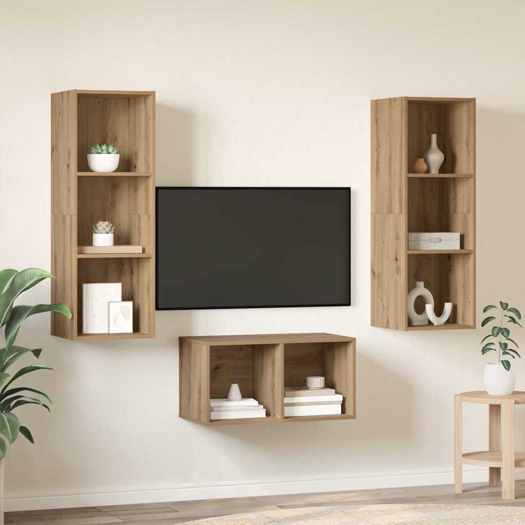 TV Cabinet Set Artisan Oak 37 x 37 x 107 cm Engineered Wood