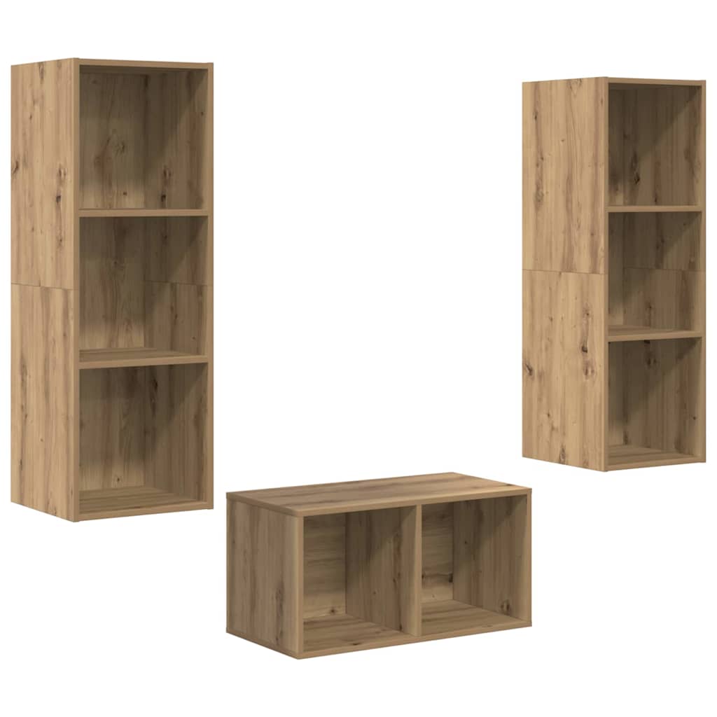 TV Cabinet Set Artisan Oak 37 x 37 x 107 cm Engineered Wood