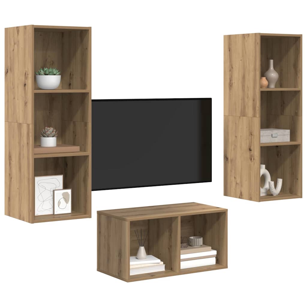 TV Cabinet Set Artisan Oak 37 x 37 x 107 cm Engineered Wood