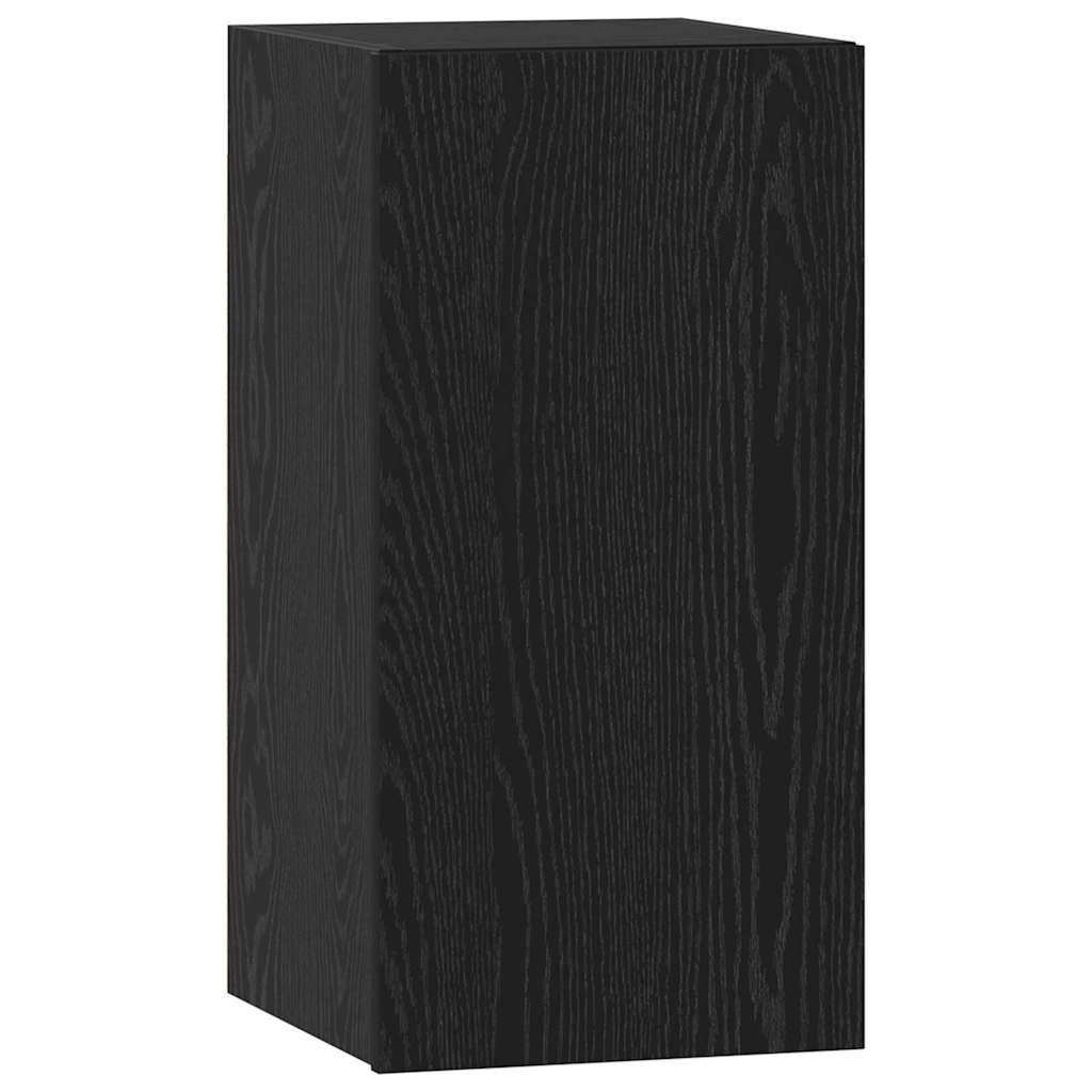 TV Cabinet Set Wall-mounted Black Oak Engineered Wood