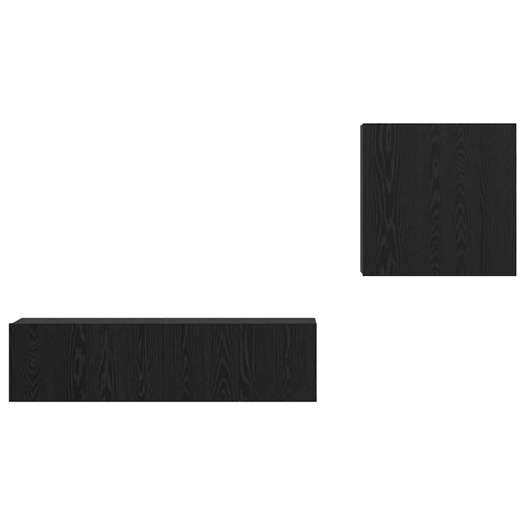 TV Cabinet Set Wall-mounted Black Oak Engineered Wood