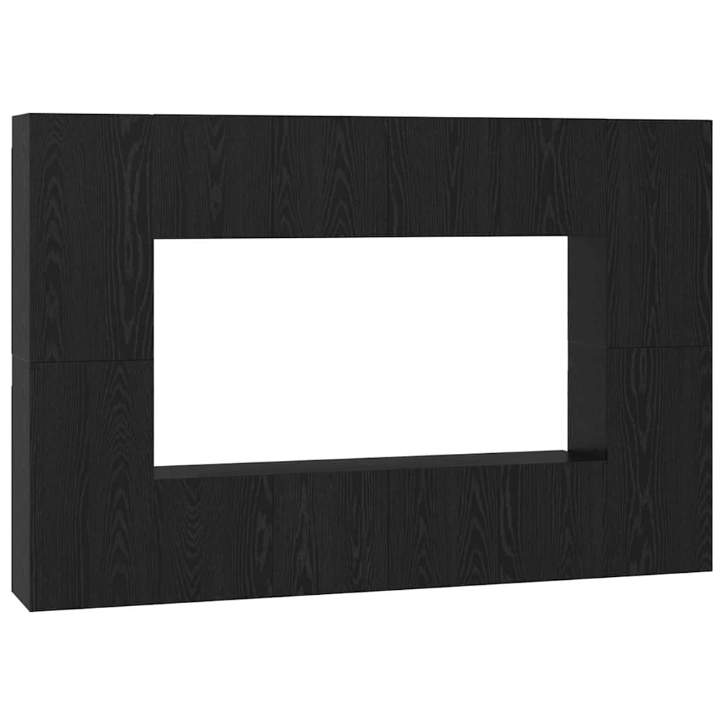 TV Cabinet Set Wall-mounted 8 pcs Black Oak Engineered Wood