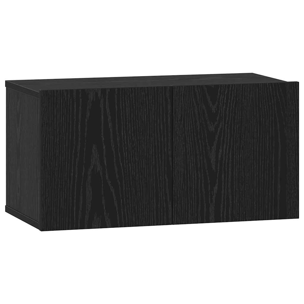 TV Cabinet Set Wall-mounted 8 pcs Black Oak Engineered Wood