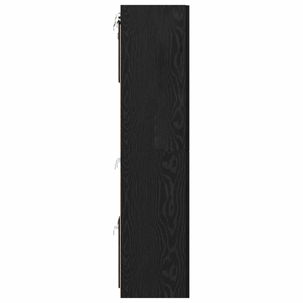 TV Cabinet Set Wall-mounted 8 pcs Black Oak Engineered Wood