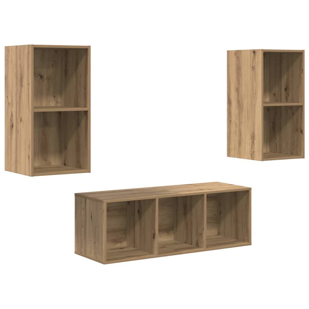 TV Cabinet Set 3 pcs Artisan Oak Engineered Wood
