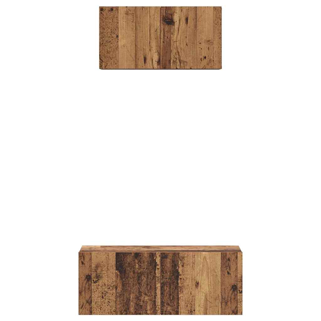 TV Cabinet Set Wall-mounted 2 pcs Old Wood Engineered Wood