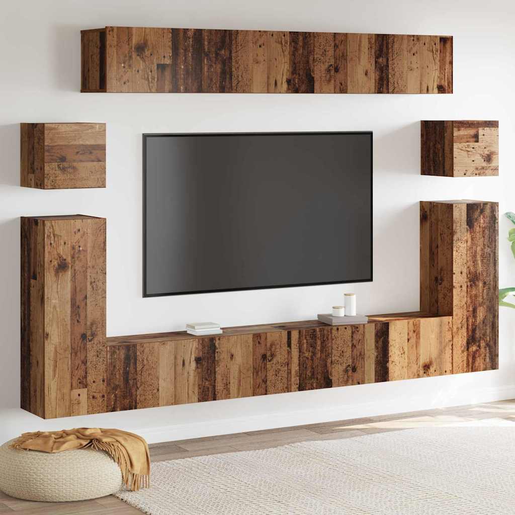 TV Units Wall-mounted 4 pcs Old Wood Engineered wood