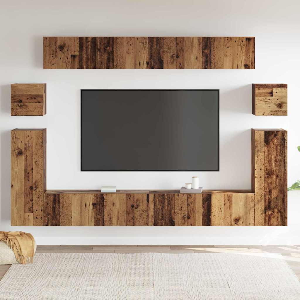 TV Units Wall-mounted 4 pcs Old Wood Engineered wood