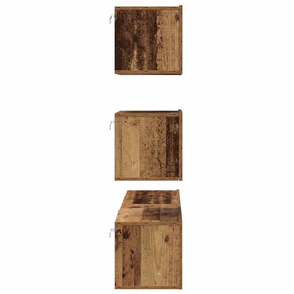 TV Cabinet Set Wall-mounted 4 pcs Old Wood Engineered Wood