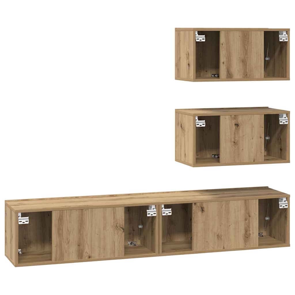 TV Cabinet Set Wall-mounted 4 pcs Artisan Oak Engineered Wood