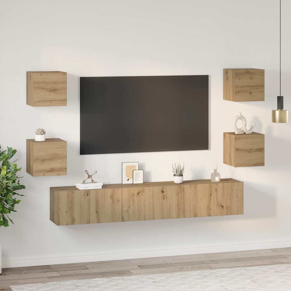 TV Cabinet Set 7 pcs Artisan Oak Engineered Wood