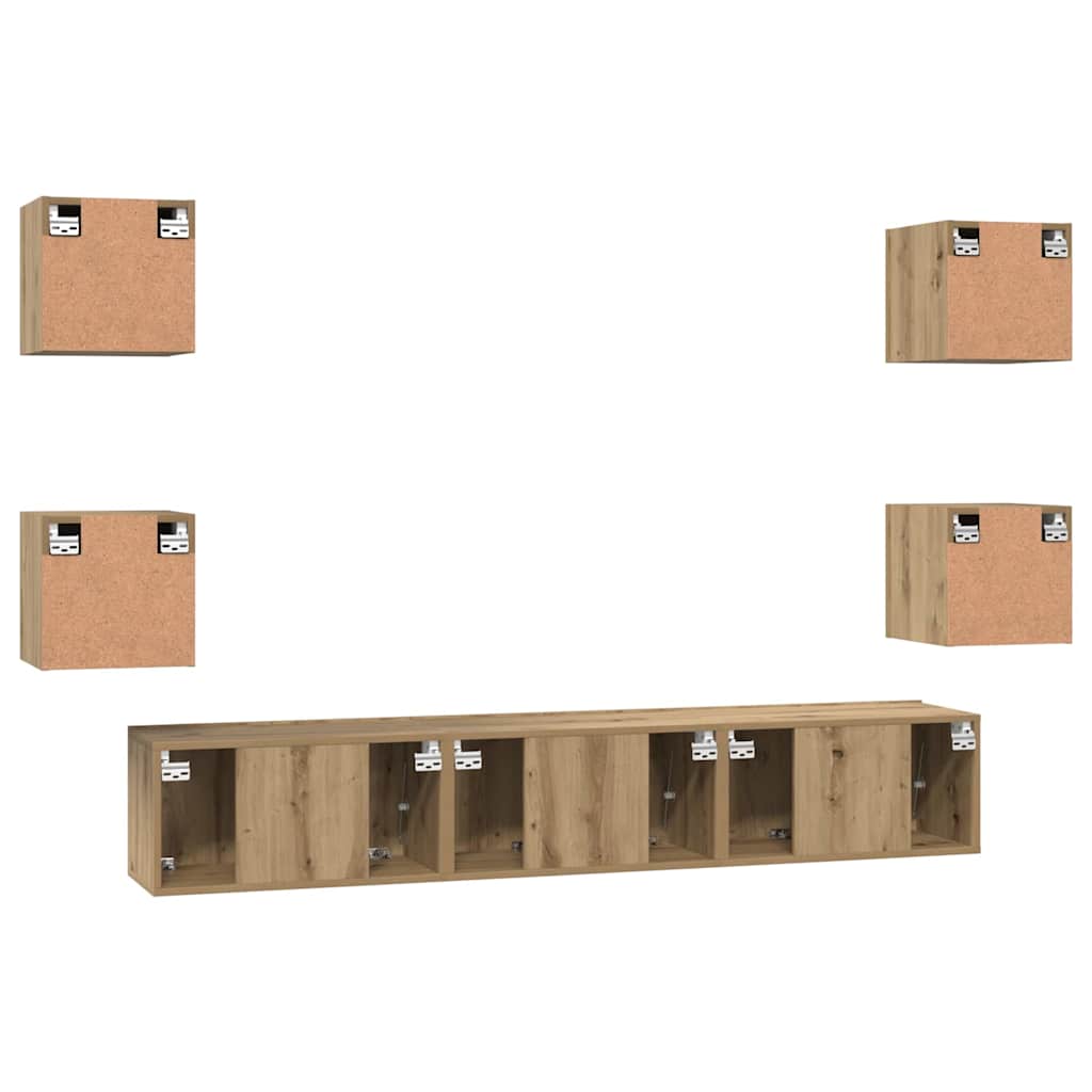 TV Cabinet Set 7 pcs Artisan Oak Engineered Wood