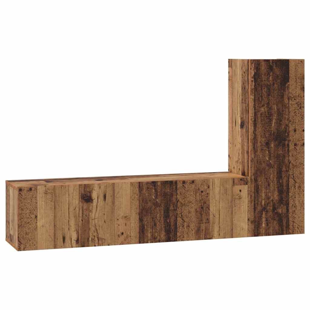 TV Cabinet Set Wall-mounted 3 pcs Old Wood Engineered Wood