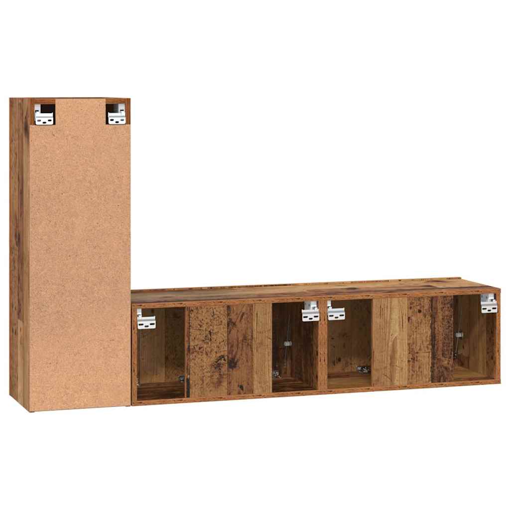 TV Cabinet Set Wall-mounted 3 pcs Old Wood Engineered Wood
