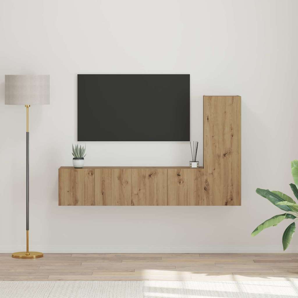 TV Cabinet Set Wall-mounted 3 pcs Artisan Oak Engineered Wood