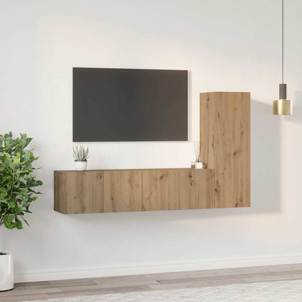 TV Cabinet Set Wall-mounted 3 pcs Artisan Oak Engineered Wood