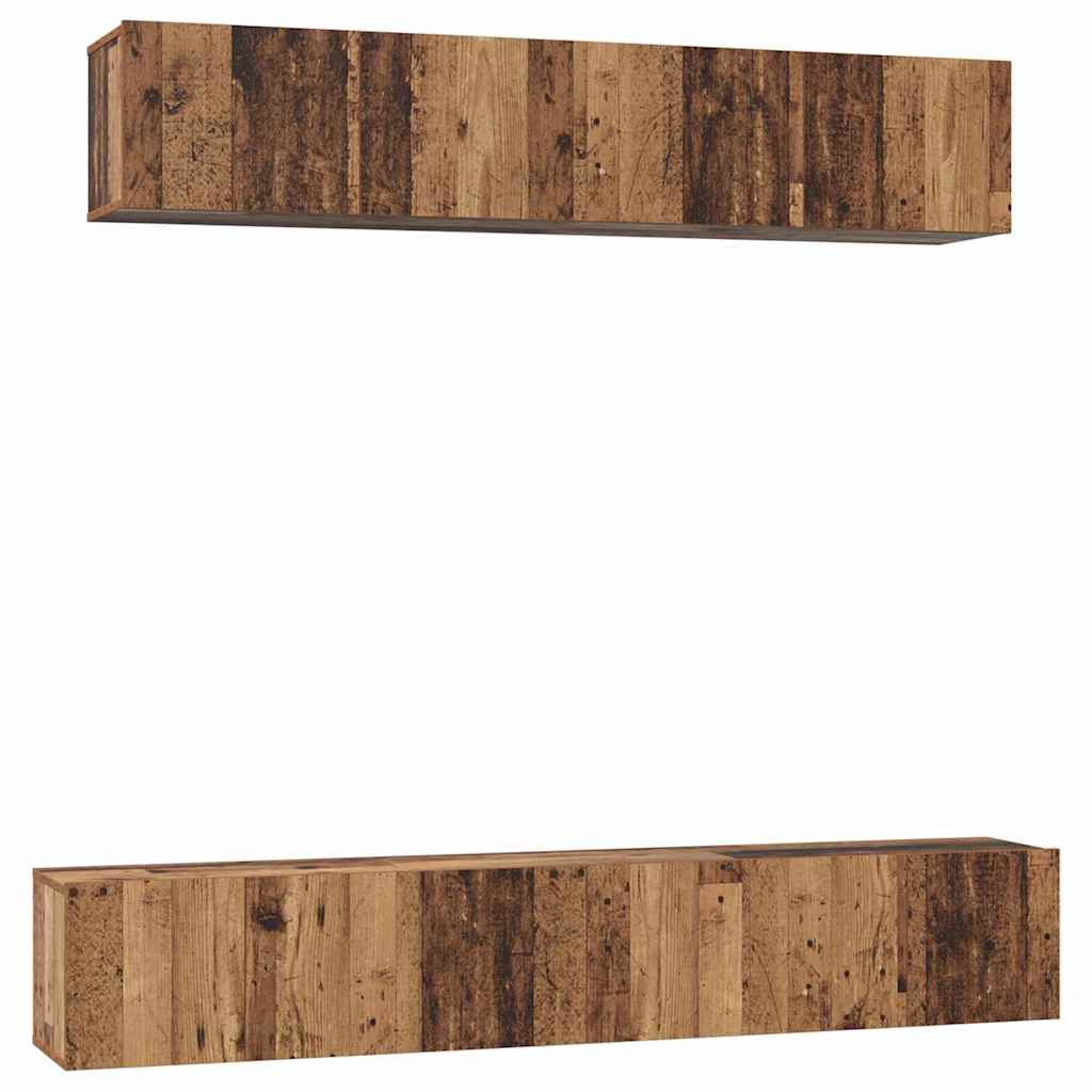 TV Cabinet Set Wall-mounted 5 pcs Old Wood Engineered Wood
