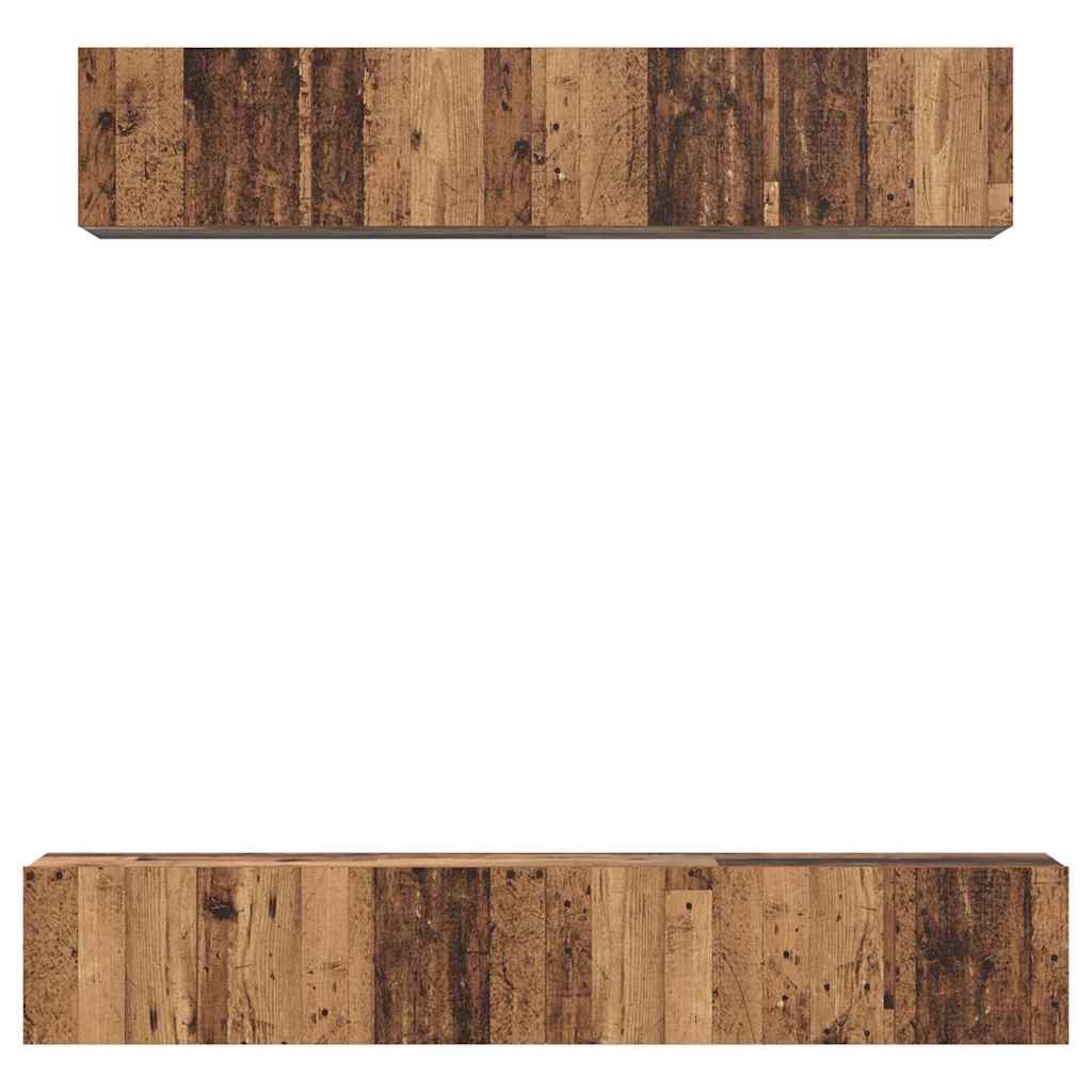 TV Cabinet Set Wall-mounted 5 pcs Old Wood Engineered Wood