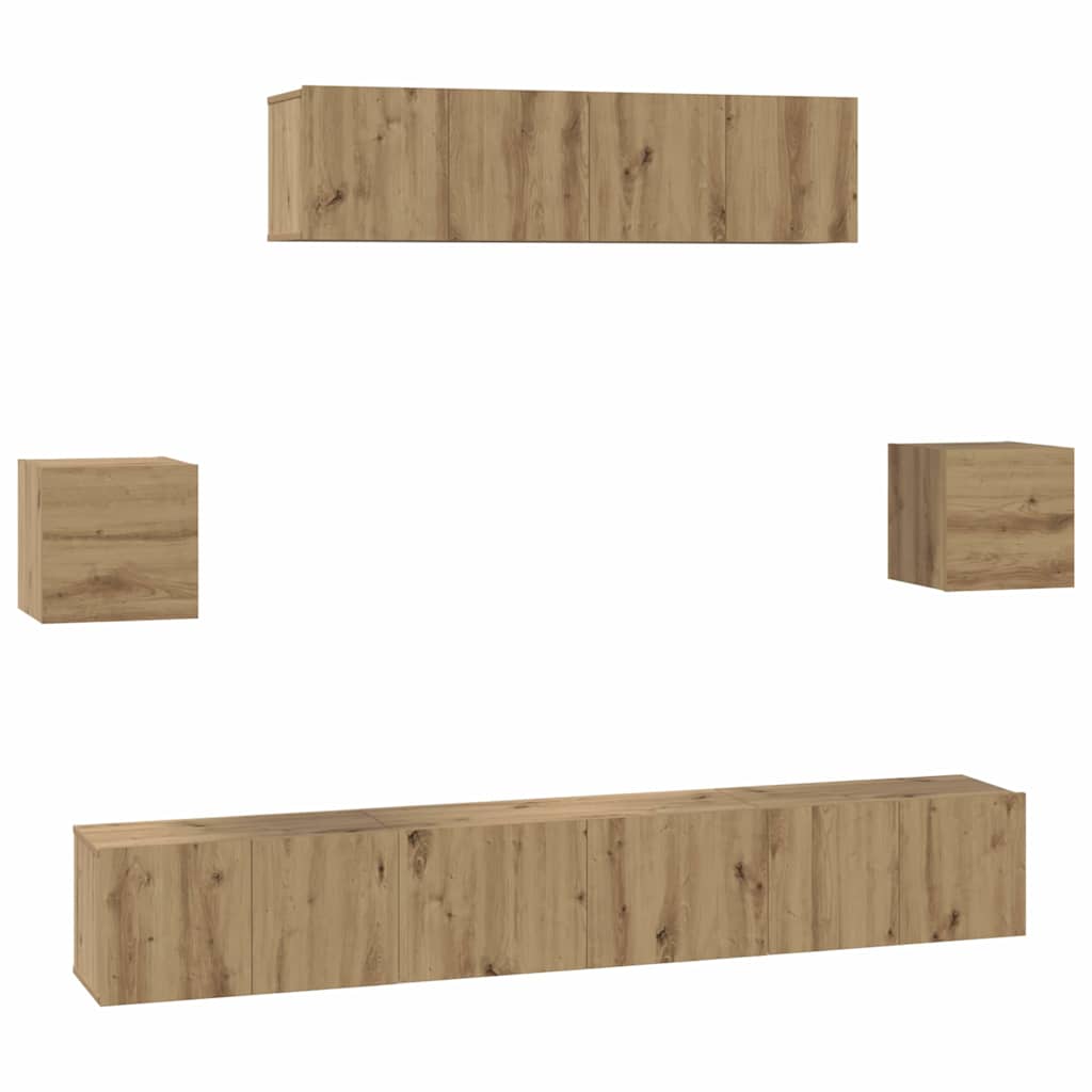 TV Cabinet Set Wall-mounted 7 pcs Artisan Oak Engineered Wood