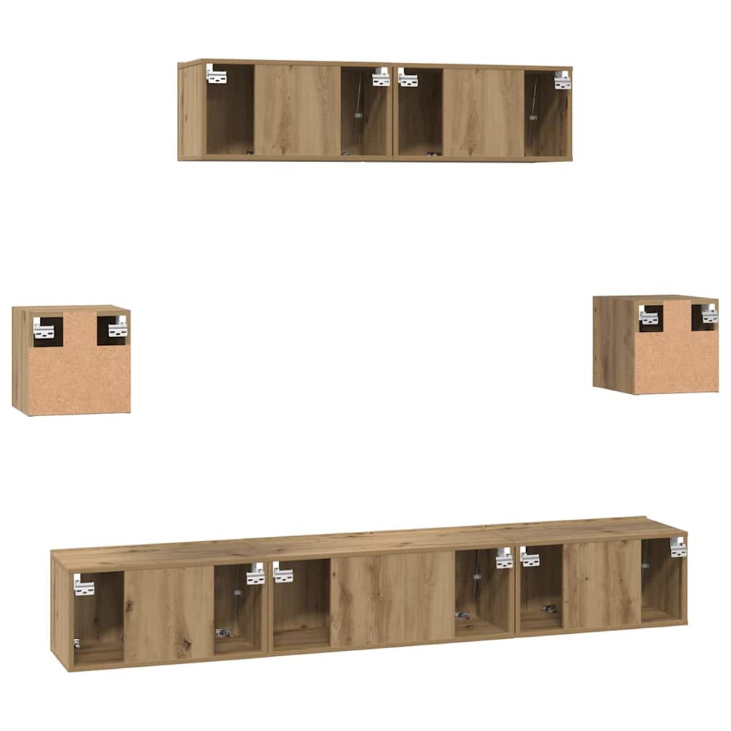 TV Cabinet Set Wall-mounted 7 pcs Artisan Oak Engineered Wood