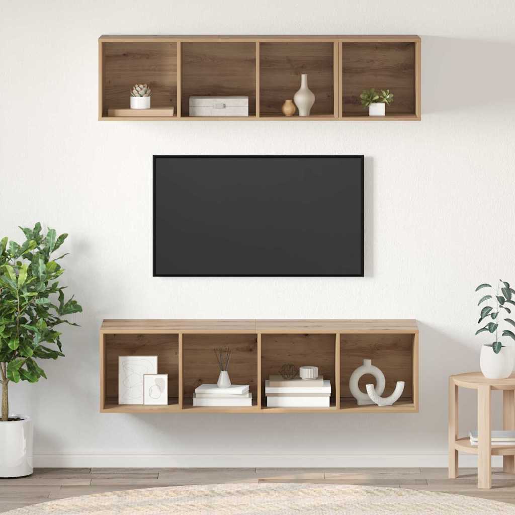 TV Cabinet Set 3 pcs Artisan Oak Engineered Wood