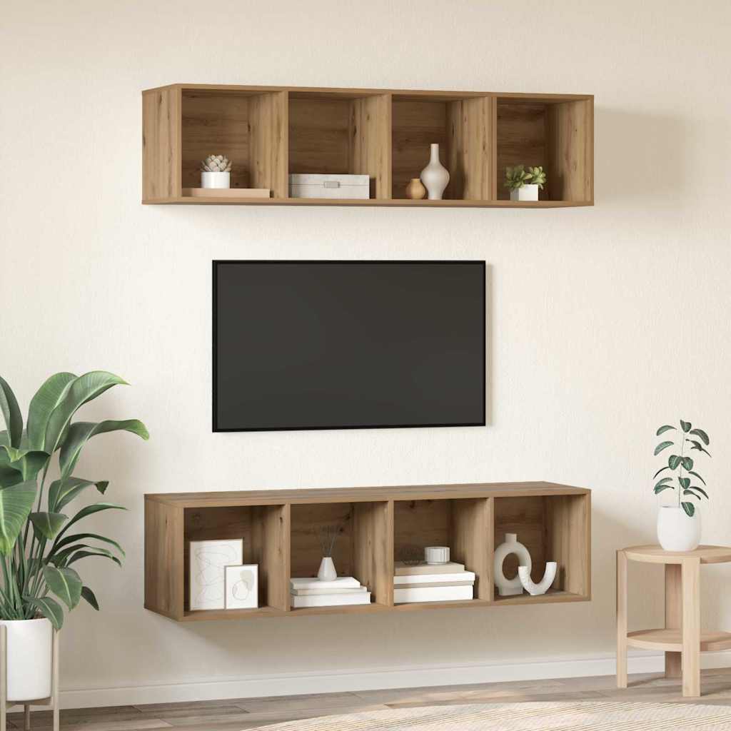 TV Cabinet Set 3 pcs Artisan Oak Engineered Wood