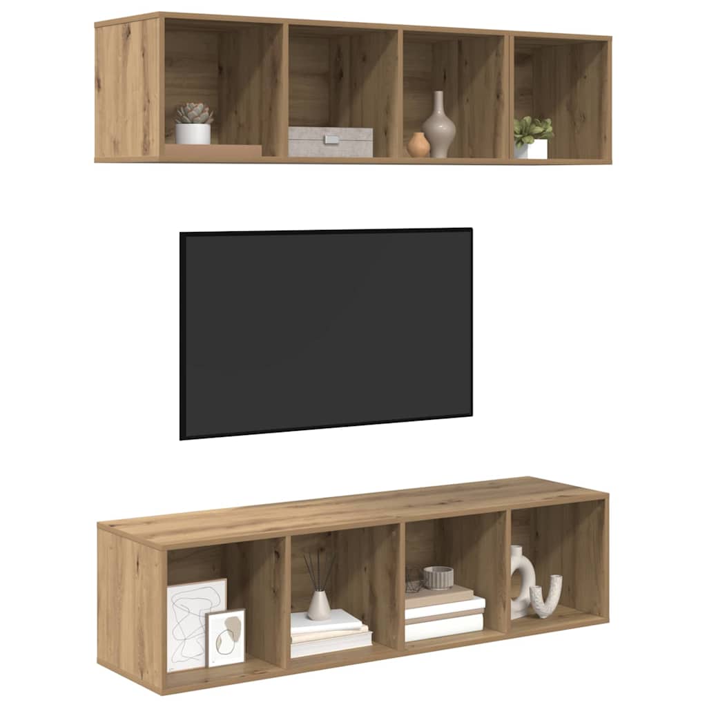 TV Cabinet Set 3 pcs Artisan Oak Engineered Wood