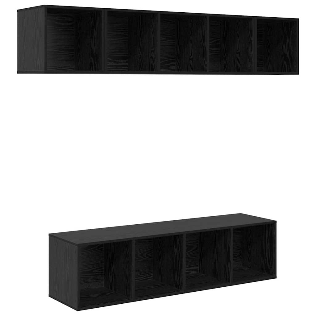 TV Cabinet Set 4 pcs Black Oak Engineered Wood