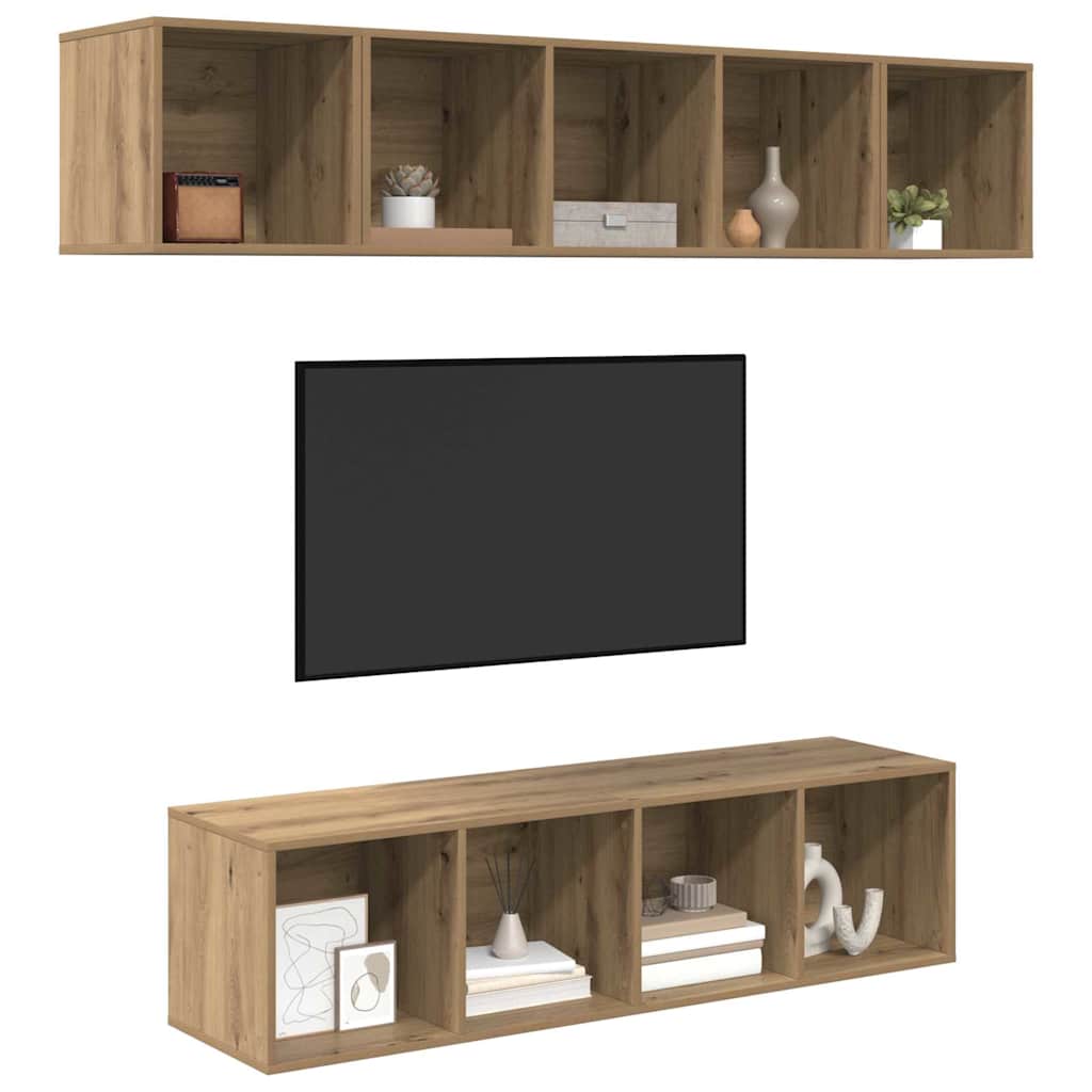 TV Cabinet Set 4 pcs Artisan Oak Engineered Wood