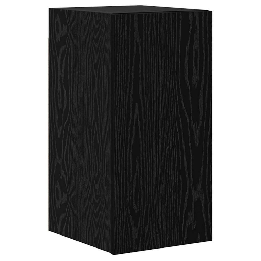 TV Cabinet Set Wall-mounted 9 pcs Black Oak Engineered Wood