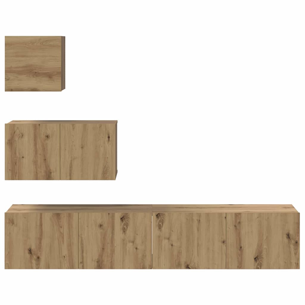 TV Cabinet Set Wall-mounted 4 pcs Artisan Oak Engineered Wood