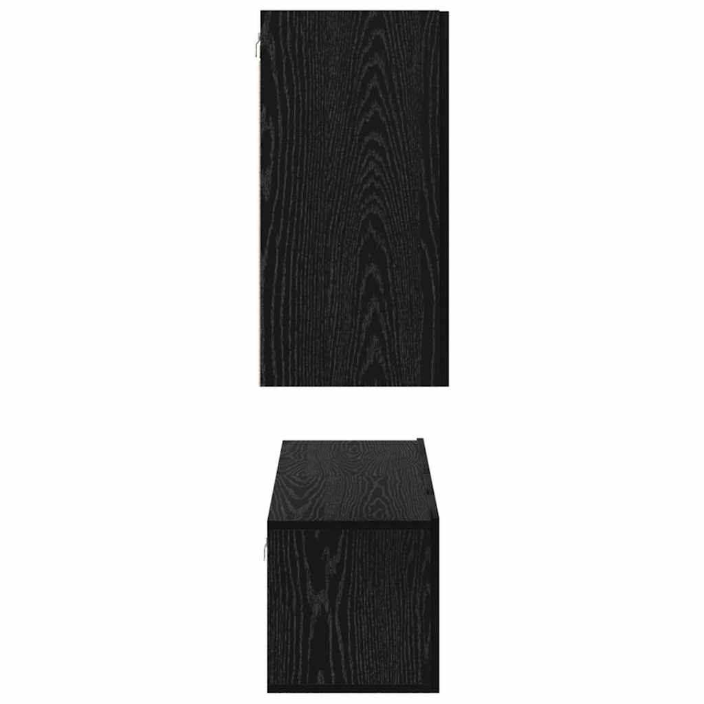 TV Cabinet Set Wall-mounted Black Oak Engineered Wood