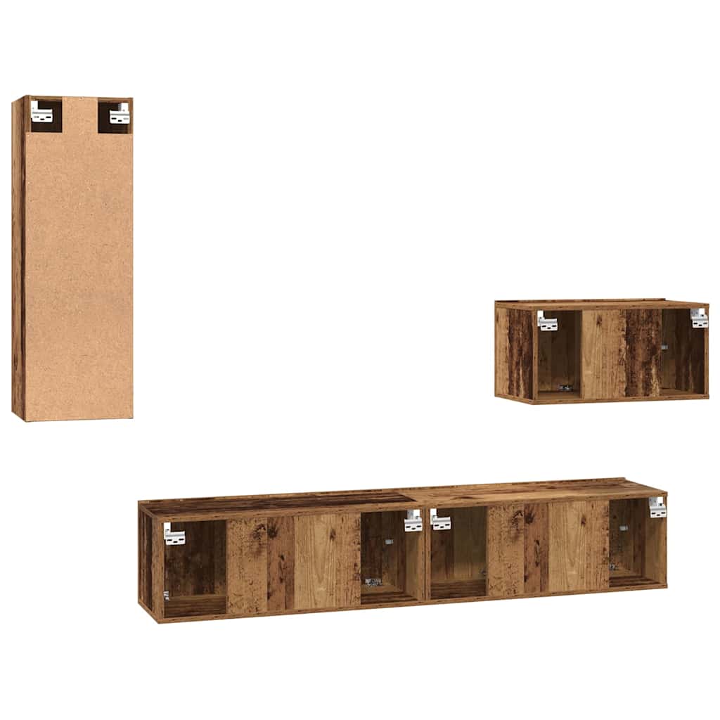 Wall TV Cabinet Wall-mounted 4 pcs Old Wood Engineered Wood