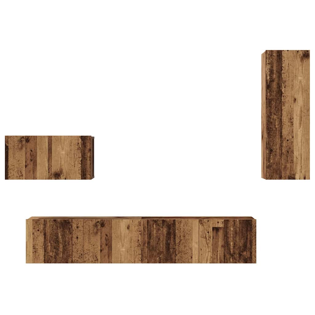 Wall TV Cabinet Wall-mounted 4 pcs Old Wood Engineered Wood