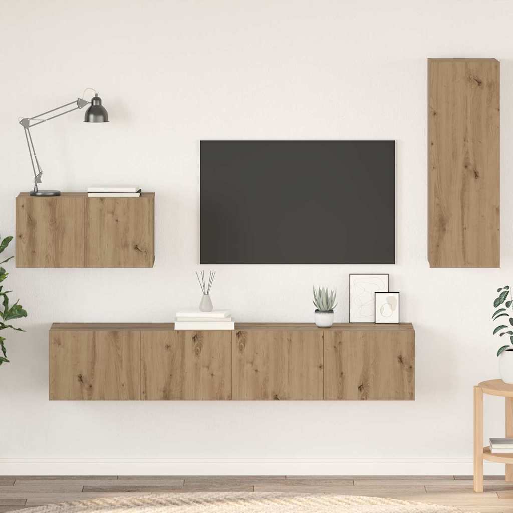 Wall TV Cabinet 4 pcs Artisan Oak Engineered Wood