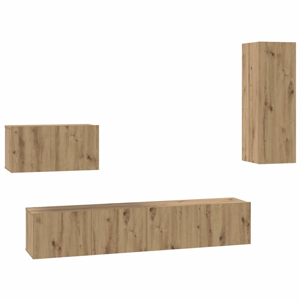 Wall TV Cabinet 4 pcs Artisan Oak Engineered Wood