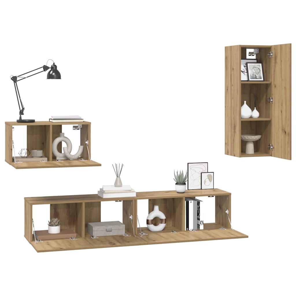Wall TV Cabinet 4 pcs Artisan Oak Engineered Wood