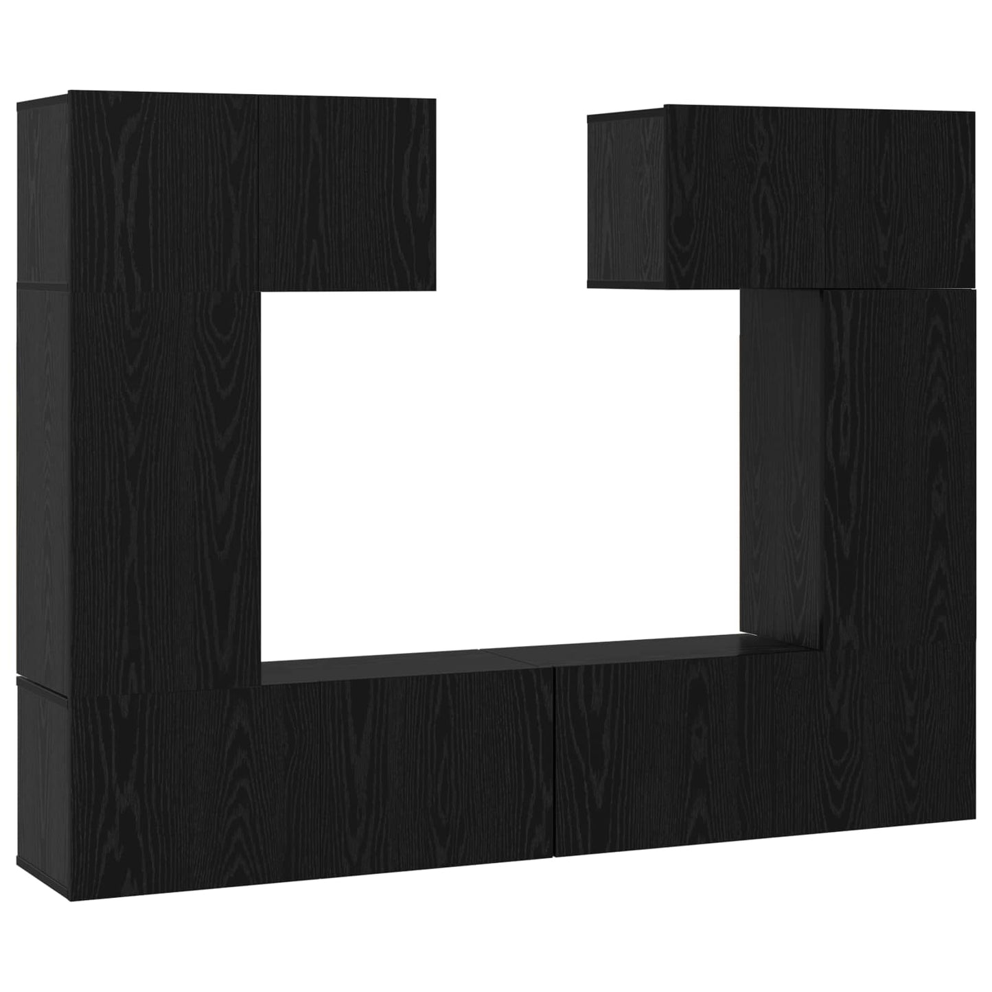 TV Cabinet Set Wall-mounted 6 pcs Black Oak Engineered Wood
